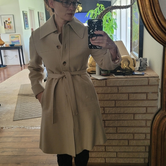 Vintage Sakowitz Cashmere Button Coat with Self Tie - Picture 8 of 14